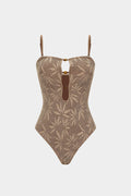 Beaded Backless Slip One-Piece Swimsuit