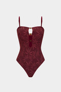 Beaded Backless Slip One-Piece Swimsuit
