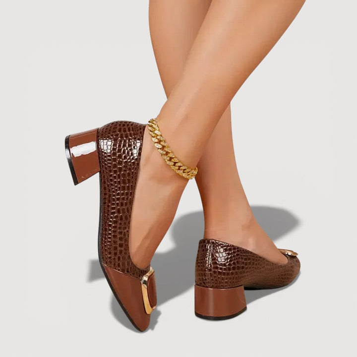 LIVANA – CROCO BLOCK HEELS