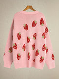 Strawberry | Motif Knit Cardigan