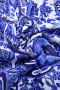Retro Print V-Neck Tie-Up One-Piece Swimsuit