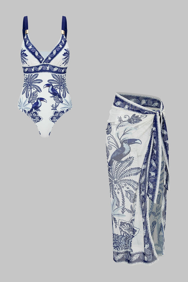Bird | Print Wrap 3-Piece Bikini Set