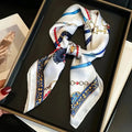 Rosa Silk Scarf | Vintage Equestrian Chain Print, Luxurious Square Scarf for Women - 3
