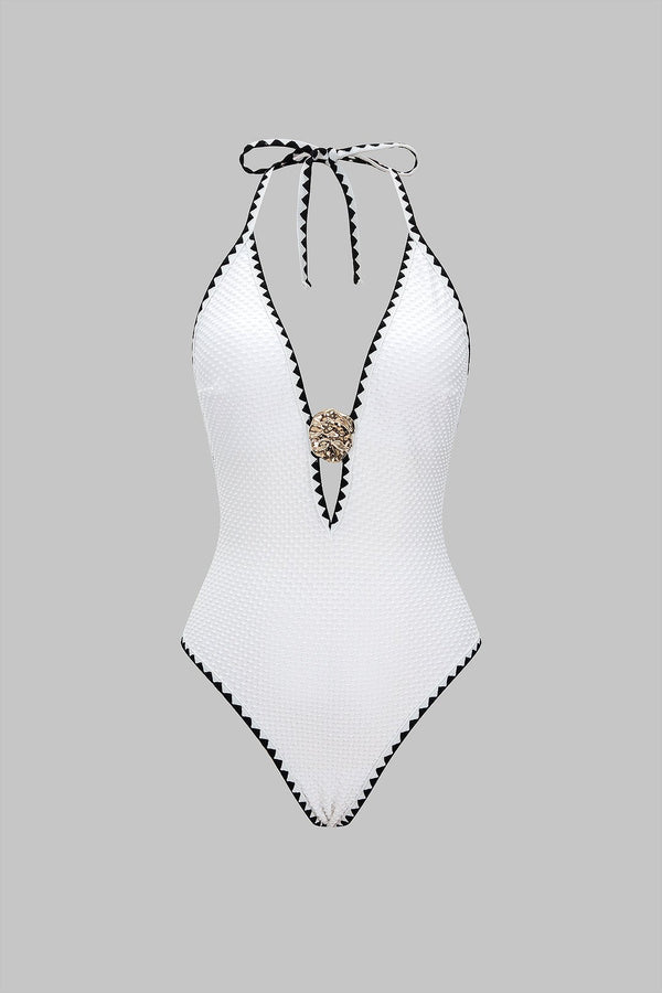 Heather | Neck Tie-Back One-Piece Swimsuit