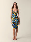 Arielle Women's Dress | Black Floral Print, V-Neck Back, Cocktail Party 0