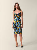 Arielle Women's Dress | Black Floral Print, V-Neck Back, Cocktail Party
