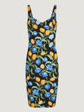Arielle Women's Dress | Black Floral Print, V-Neck Back, Cocktail Party