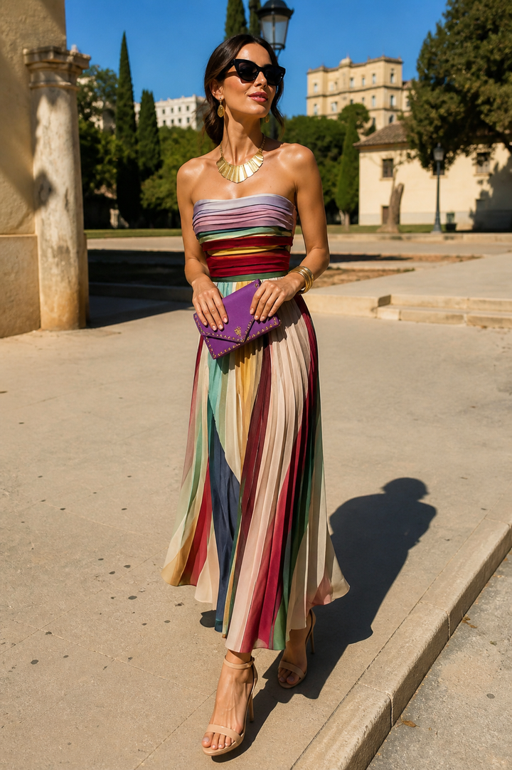 LL™ | Flora Striped Pleated Maxi Dress