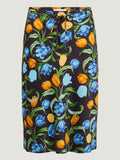Cora Midi Skirt | Black Floral Print, Bias Cut, Flattering Fit