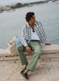 Hindley Boxy Shirt | Linen Cotton Blend, Light Blue Check