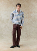 Hindley Boxy Shirt | Linen Cotton Blend, Light Blue Check