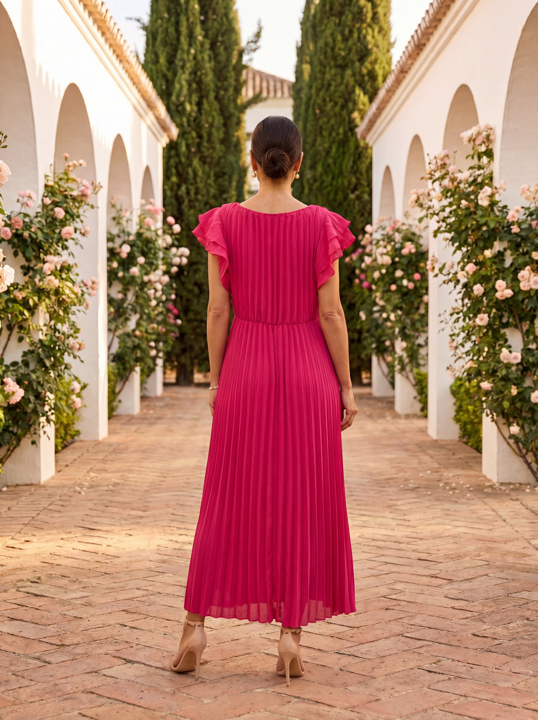 LL™ | Seraphina Elegant Pleated Tie-Waist Maxi Dress