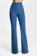 Kendra Flare Pants | Mid-Wash Stretch Denim, Flared Leg