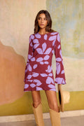 Kora Long Sleeve Mini Dress | Bias Cut, Tiered Panel Detail