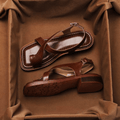 Ivy Cross Sandals | Italian Leather, Orthopedic Cushioned Footbed - 1