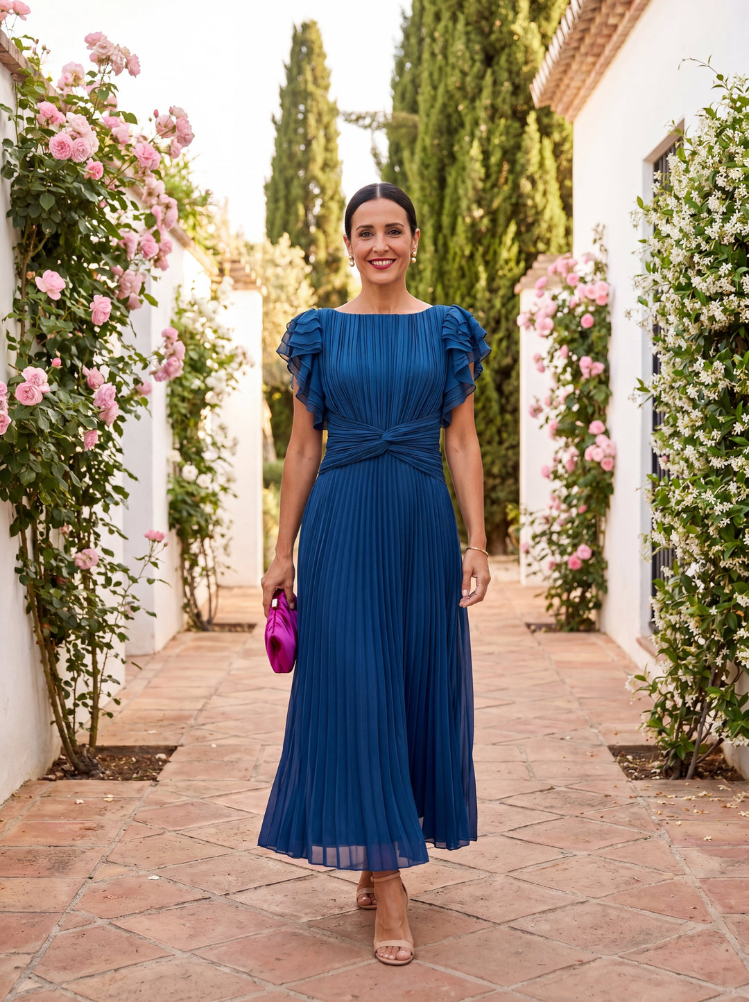 LL™ | Seraphina Elegant Pleated Tie-Waist Maxi Dress