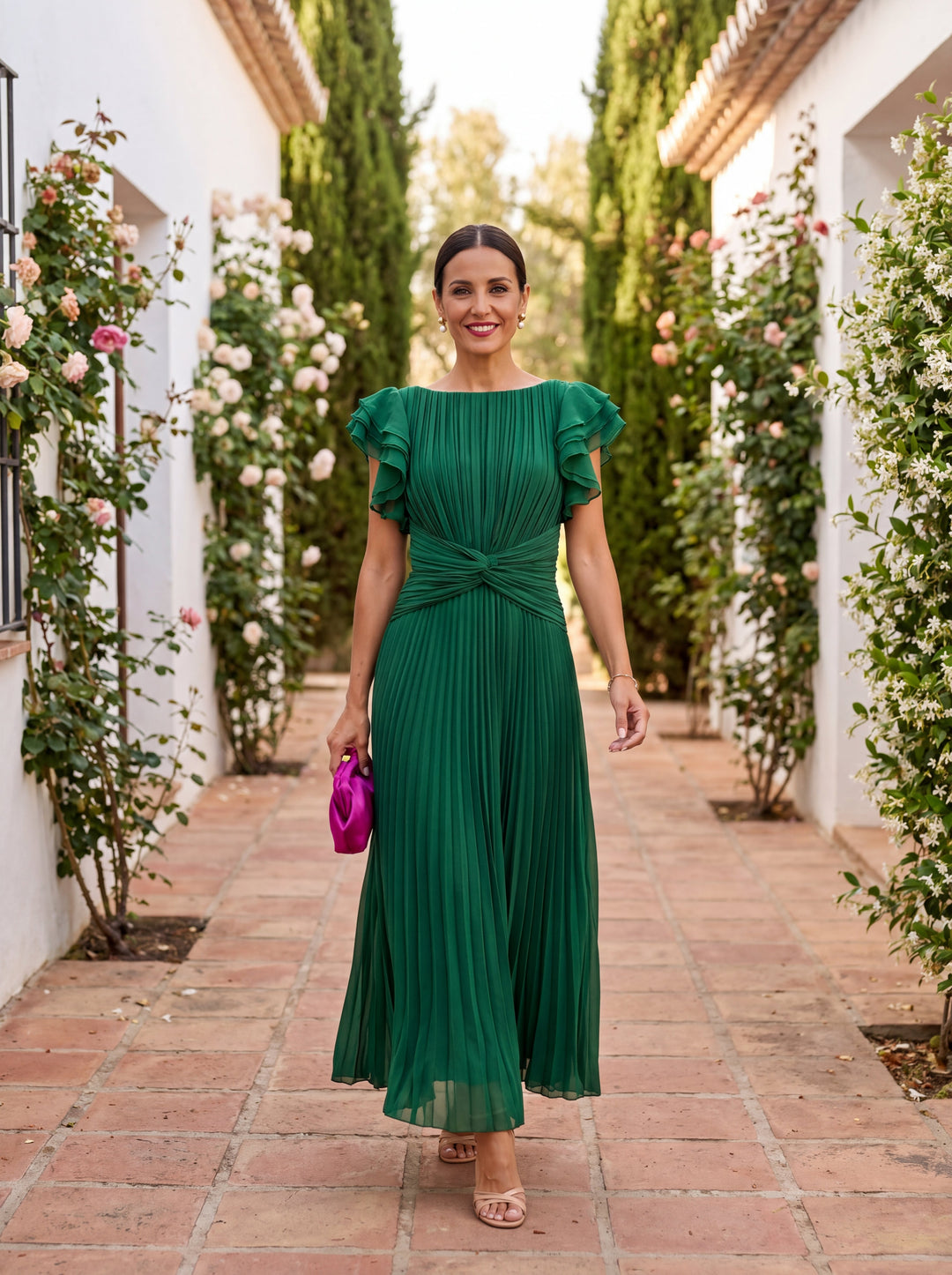 LL™ | Seraphina Elegant Pleated Tie-Waist Maxi Dress