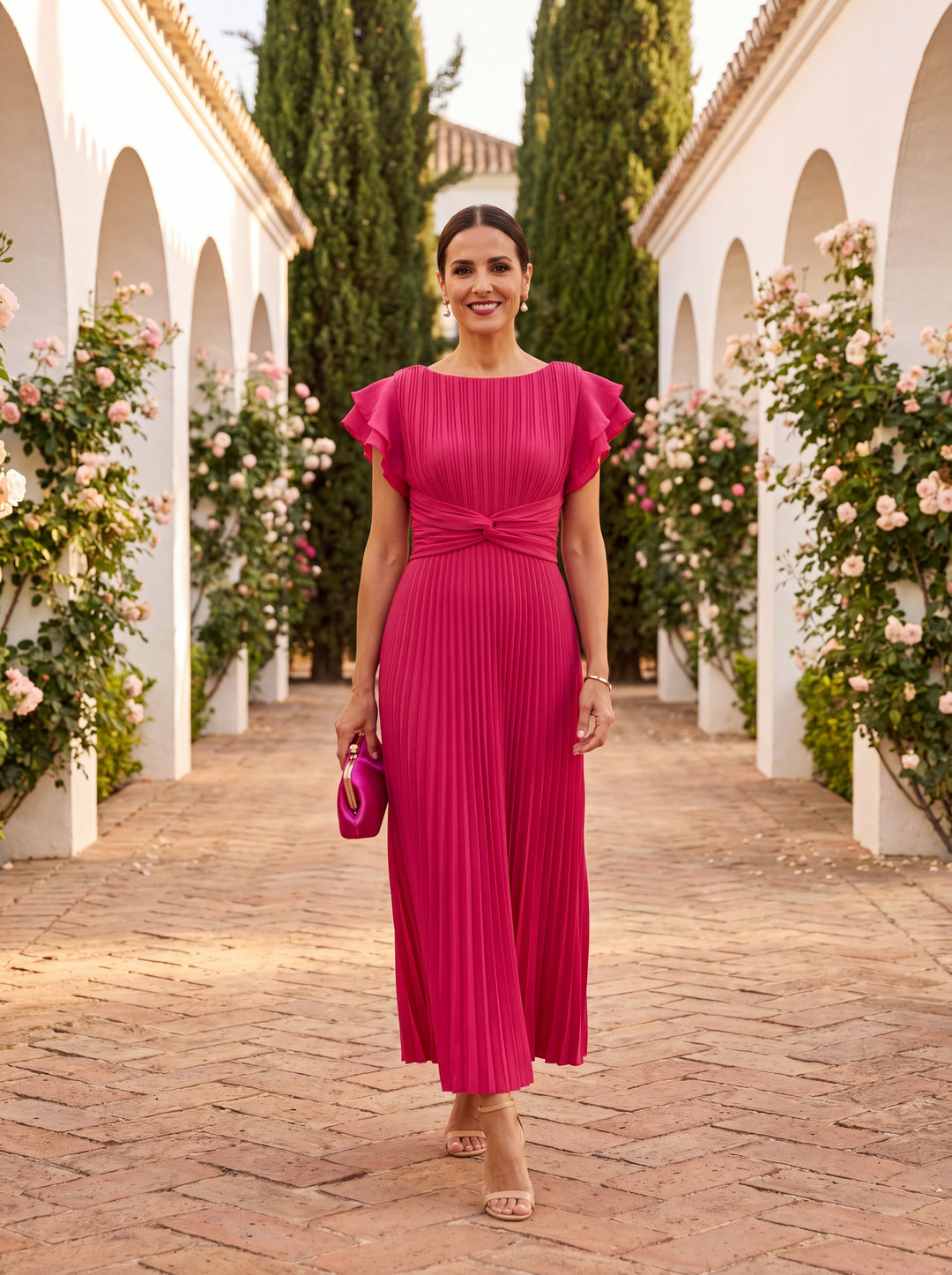 LL™ | Seraphina Elegant Pleated Tie-Waist Maxi Dress