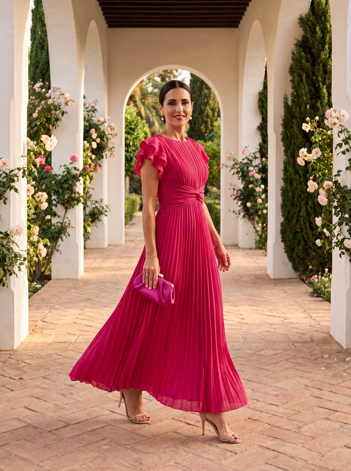 LL™ | Seraphina Elegant Pleated Tie-Waist Maxi Dress