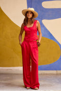 Raya Tailored Pants | Mid Rise, Full Length, Side Pockets 0