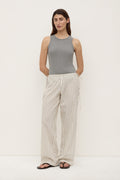 Riva Stripe Pants | Low-Rise Cotton, Elastic Waistband