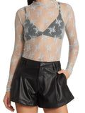 Liana Floral Lace Top featuring a high-neck and intricate mesh design, perfect for a stylish and elegant look. - 3