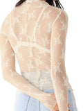 Liana Floral Lace Top | High-Neck, Mesh Design