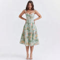 Mira Floral Midi Dress | Cotton, Corset-Inspired, High Slit, Wedding Guest & Summer Dresses
