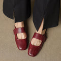 Yena | Leather Square Toe Chunky Heel Mules