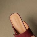 Yena | Leather Square Toe Chunky Heel Mules