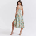 Mira Floral Midi Dress | Cotton, Corset-Inspired, High Slit, Wedding Guest & Summer Dresses