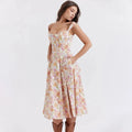 Mira Floral Midi Dress | Cotton, Corset-Inspired, High Slit, Wedding Guest & Summer Dresses