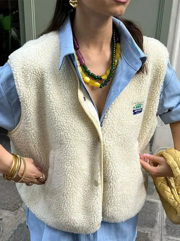 Cleo Fleece Vest Women | High-Pile Sherpa, Oversized Fit
