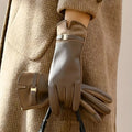 Leather look gloves for winter