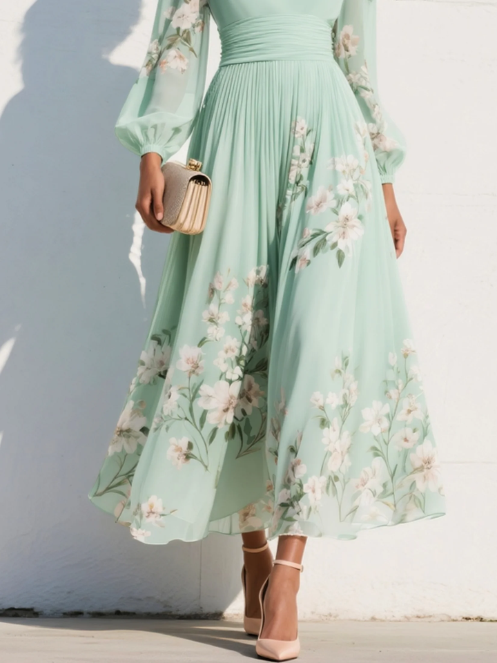 LL™ | Cisella | Light Green Floral Maxi Dress