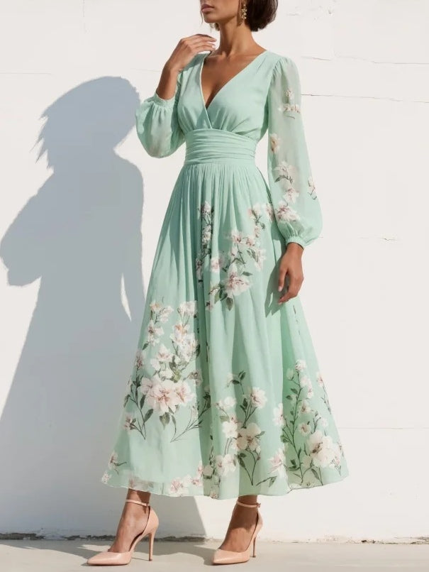 LL™ | Cisella | Light Green Floral Maxi Dress