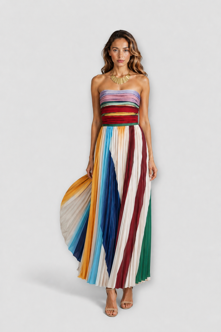LL™ | Flora Striped Pleated Maxi Dress