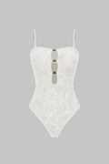 Beaded Backless Slip One-Piece Swimsuit