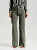 Jade wide-leg trousers with a frayed hem made from soft denim fabric, perfect for a stylish and comfortable casual look. - 1