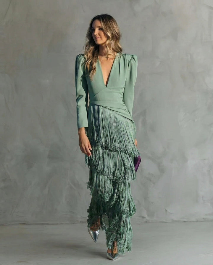 LL™ | Chiara | Elegant Fringe Sleeve Dress
