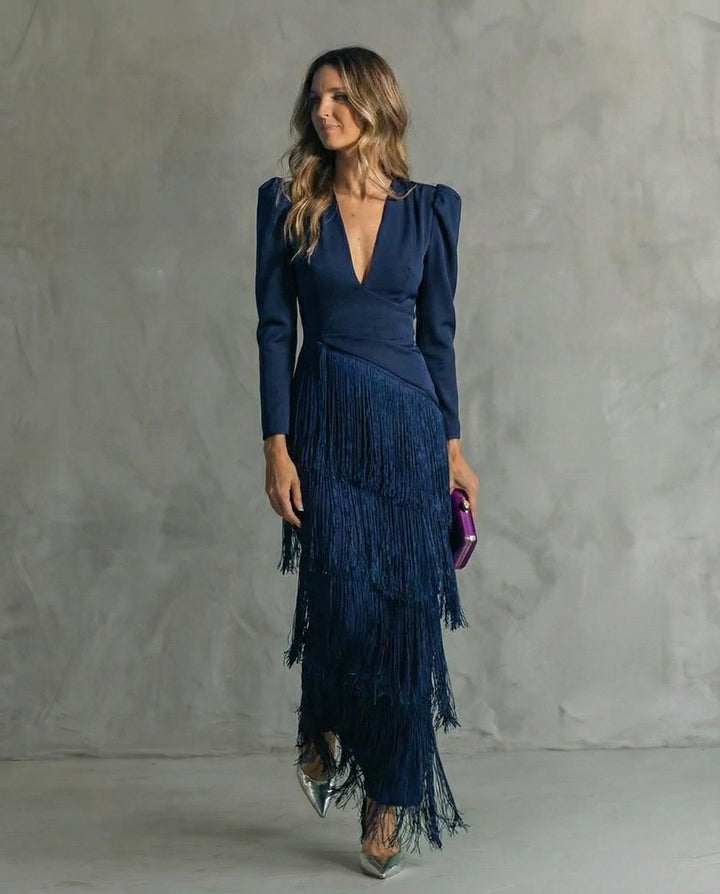 LL™ | Chiara | Elegant Fringe Sleeve Dress