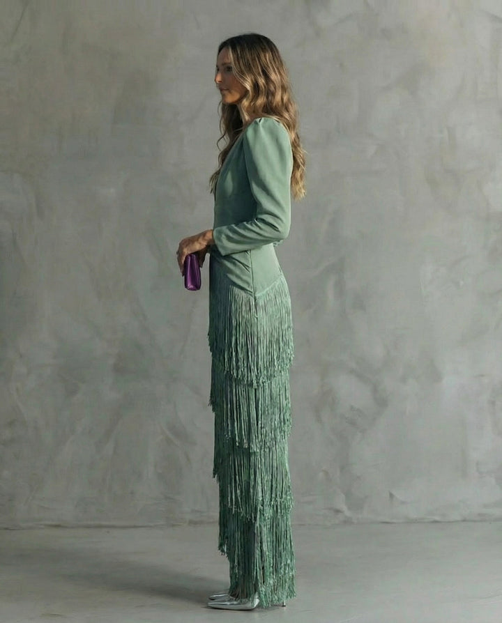 LL™ | Chiara | Elegant Fringe Sleeve Dress