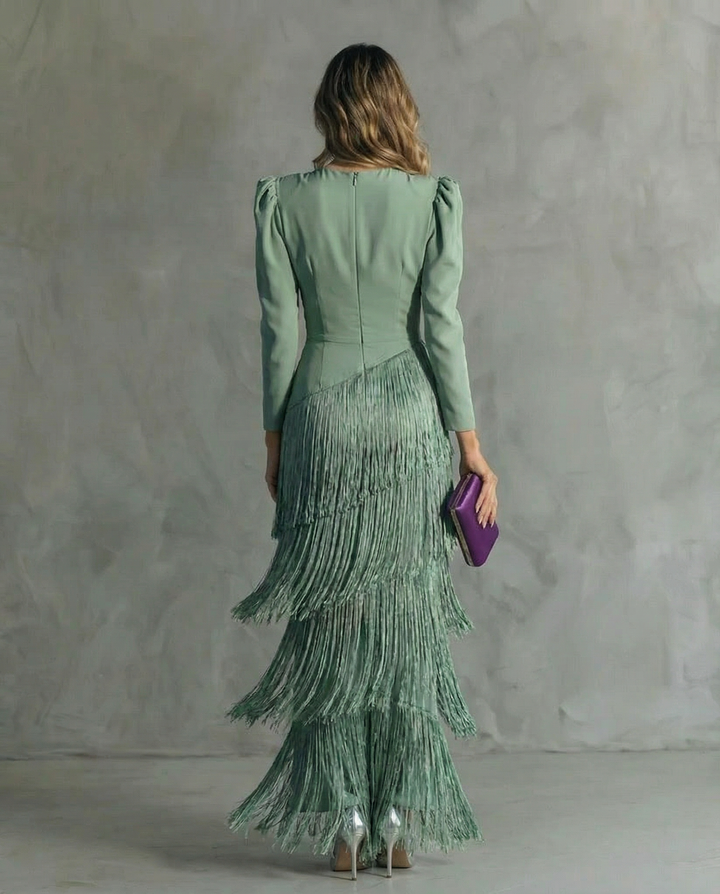 LL™ | Chiara | Elegant Fringe Sleeve Dress
