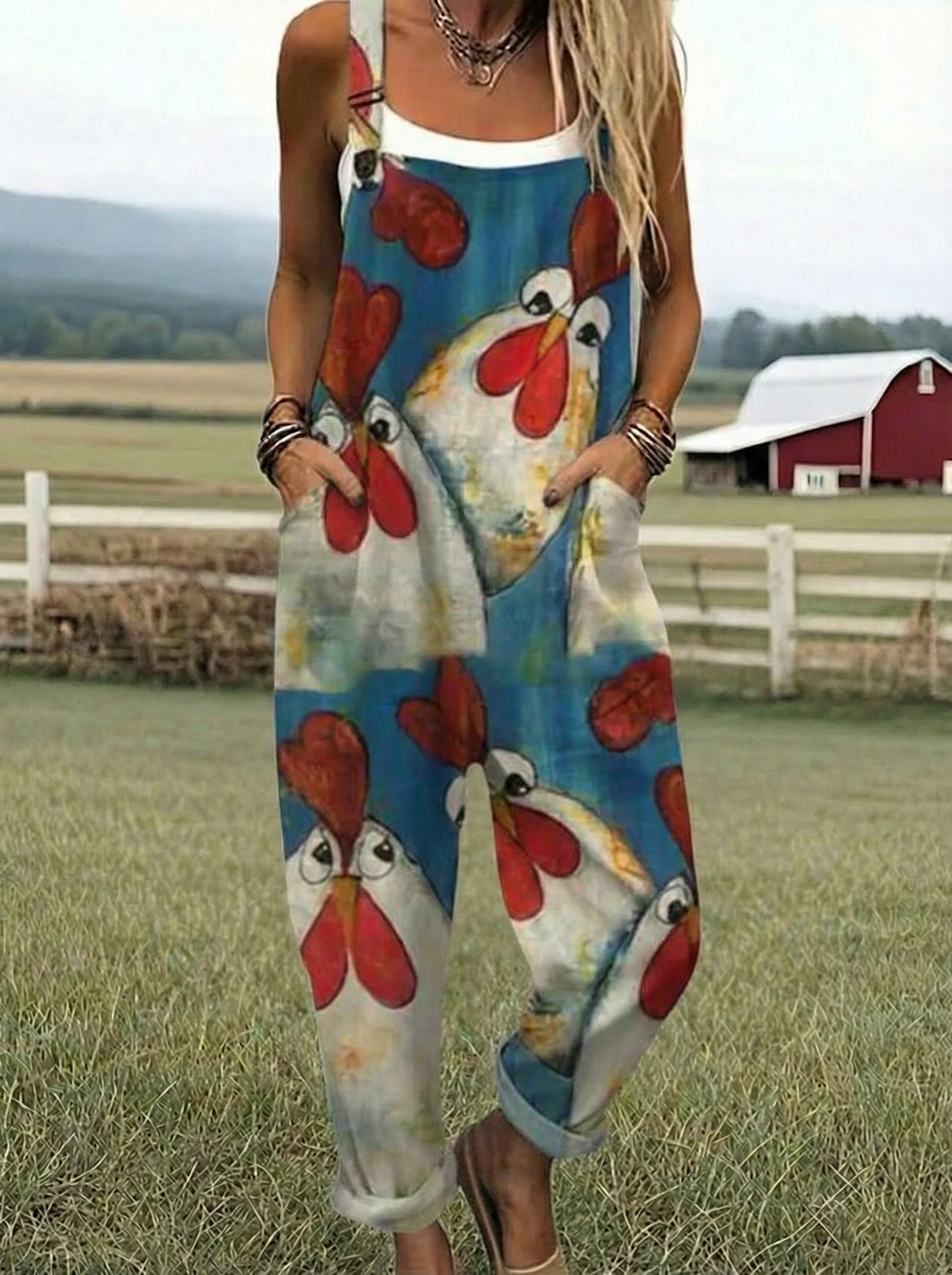 LL™ | Vintage Print Dungaree Trousers