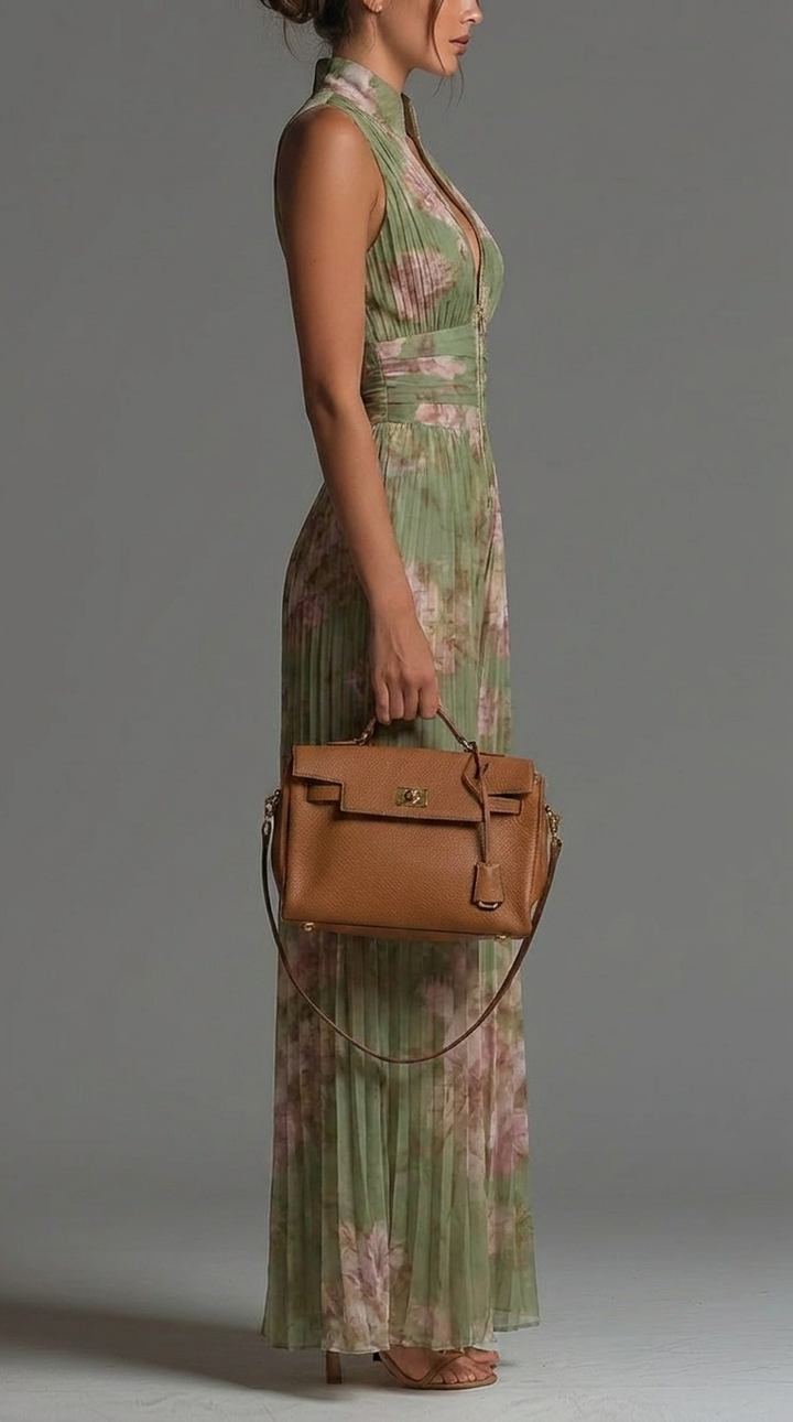 LL™ | Inés Floral Pleated Chiffon Maxi Dress
