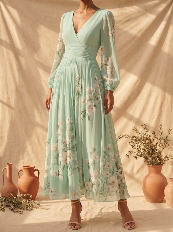 LL™ | Cisella | Light Green Floral Maxi Dress