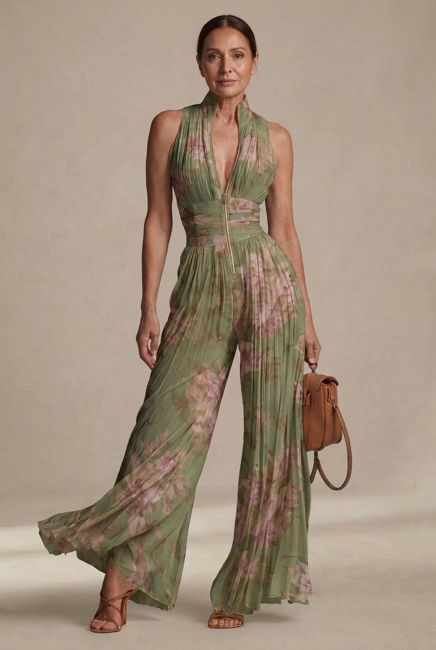LL™ | Inés Floral Pleated Chiffon Maxi Dress