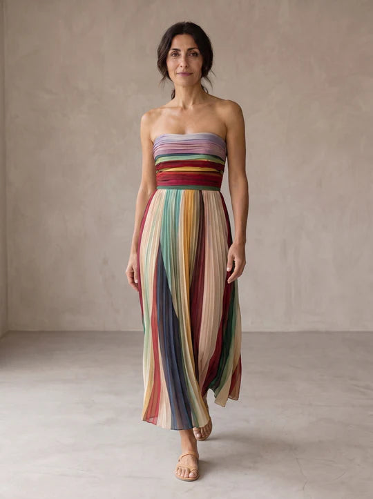 LL™ | Flora Striped Pleated Maxi Dress