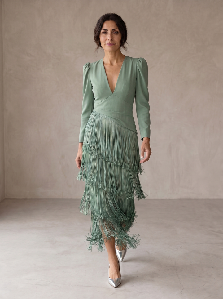 LL™ | Chiara | Elegant Fringe Sleeve Dress