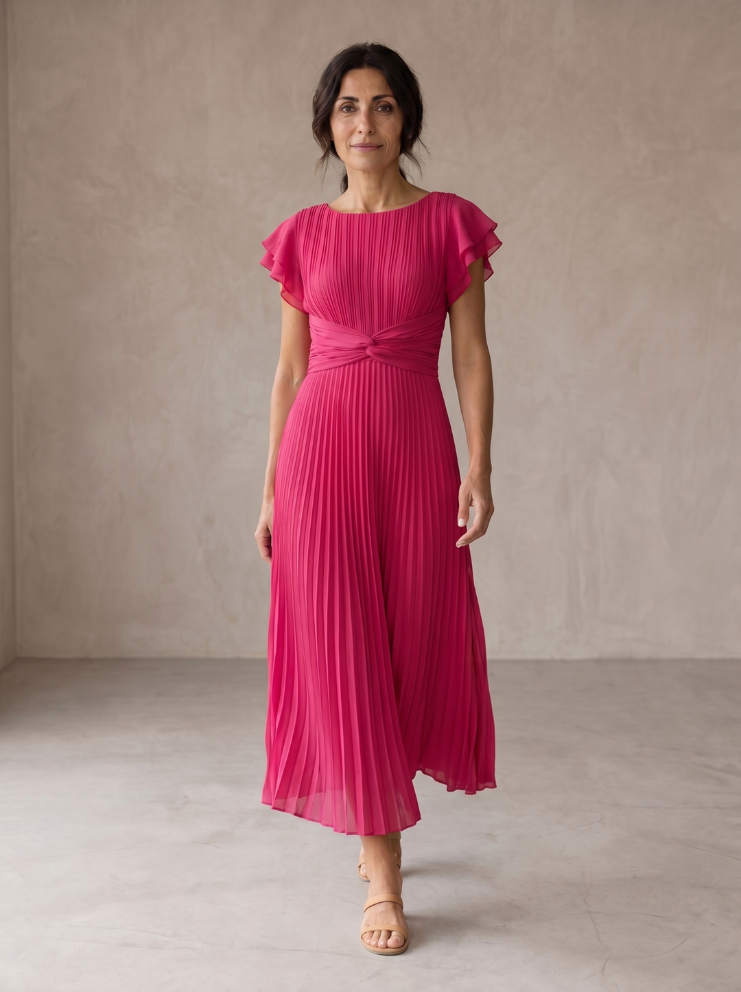 LL™ | Seraphina Elegant Pleated Tie-Waist Maxi Dress